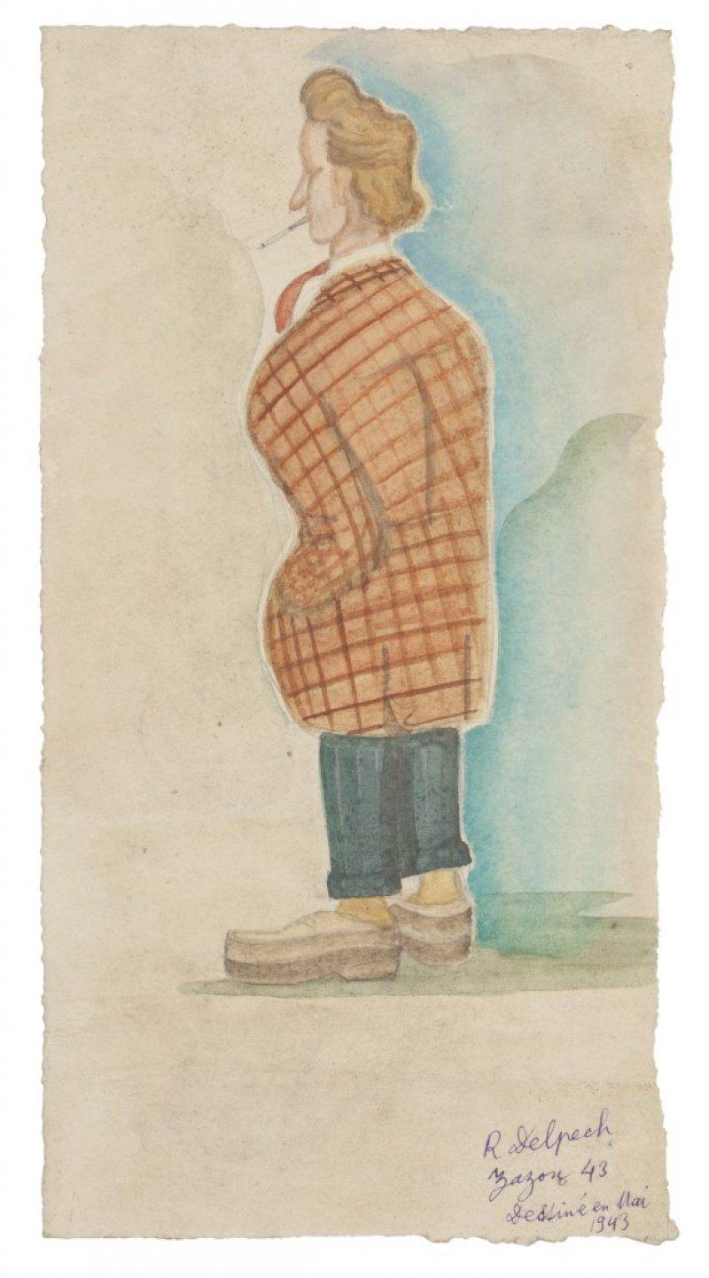 Portrait de Zazon - Dessin à l'aquarelle - Fin du XXe siècle
