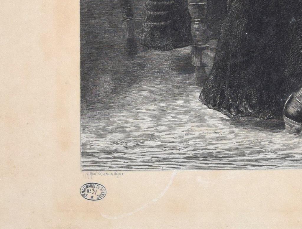 La Leçon de Musique - Original Etching - 1892 - Print by George Henri Manesse