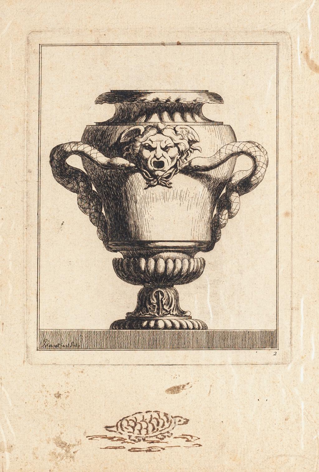 Louis Percenet Figurative Print - Design for Vase - Original Etching - Late 18th Century