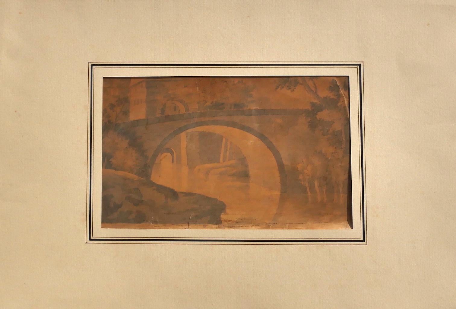 Jan Peeter Verdussen Landscape Print - The Bridge - Etching - 1745