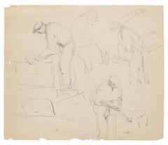 Workers - Original Drawing - 20th Century