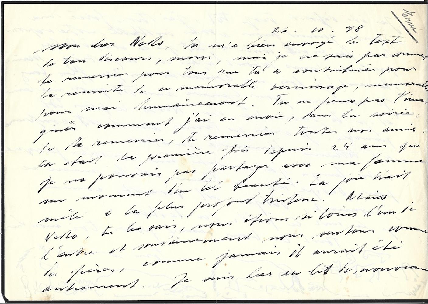 Lettera autografa con schizzo - China Ink di Hans Erni - 1938 in vendita 1