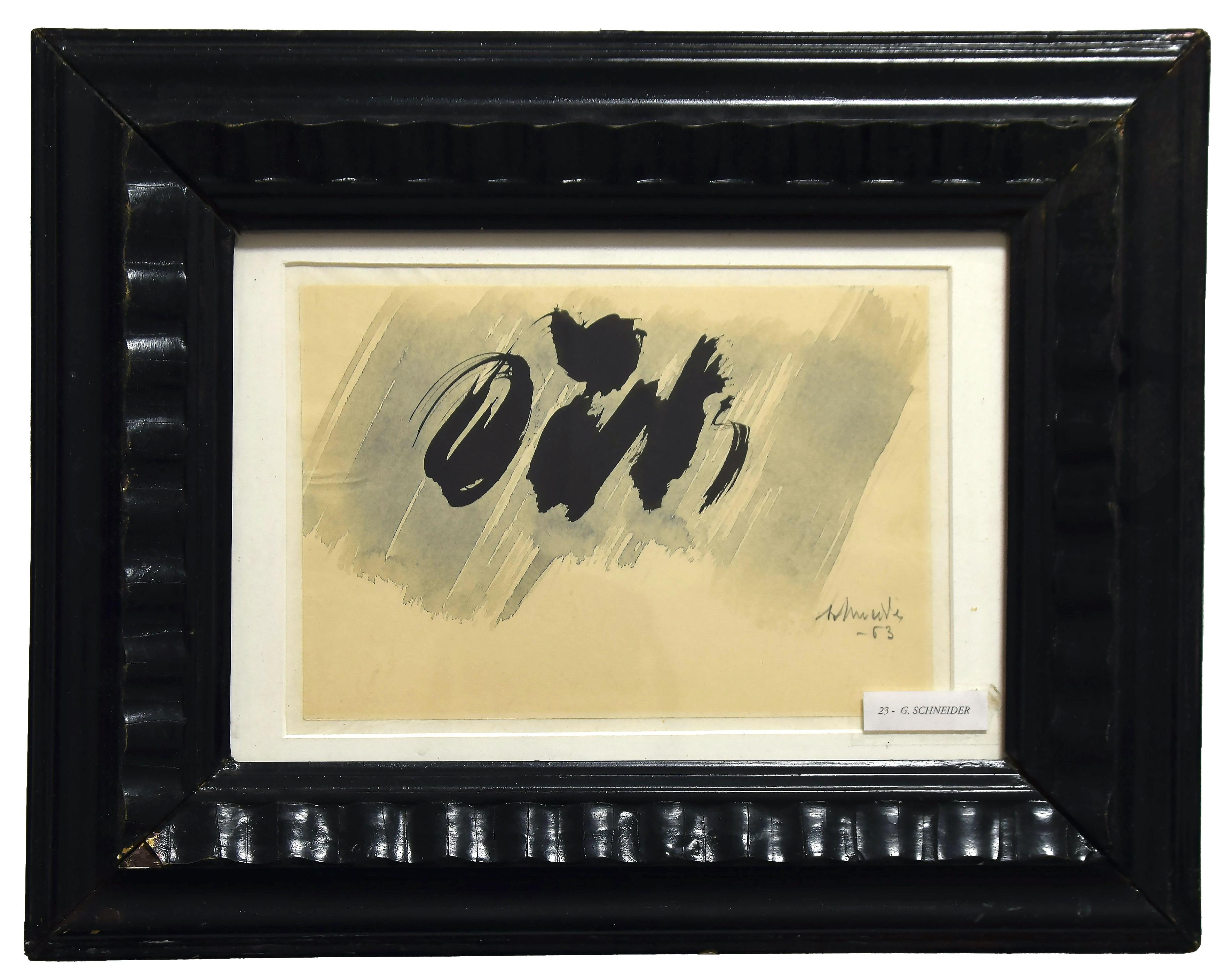 Composition - Aquarelle de G. Schneider - 1963 - Art de Gerhard Schneider
