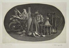 Nature morte -  Gravure de V. Mongatti - années 1980