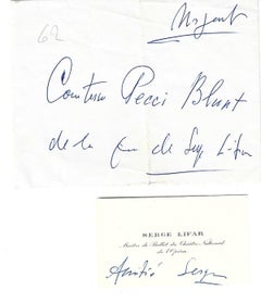 Serge Lifar''s Business Card – 1930er-Jahre