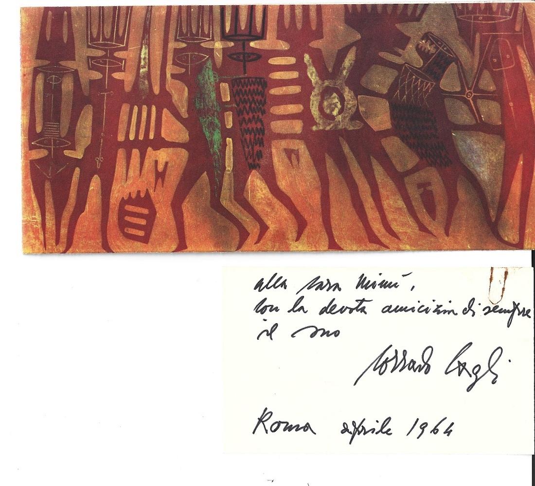 Invitation card for the Cagli's Solo-Exhibition "Il Disegno Moderno" - 1964 - Art by Corrado Cagli
