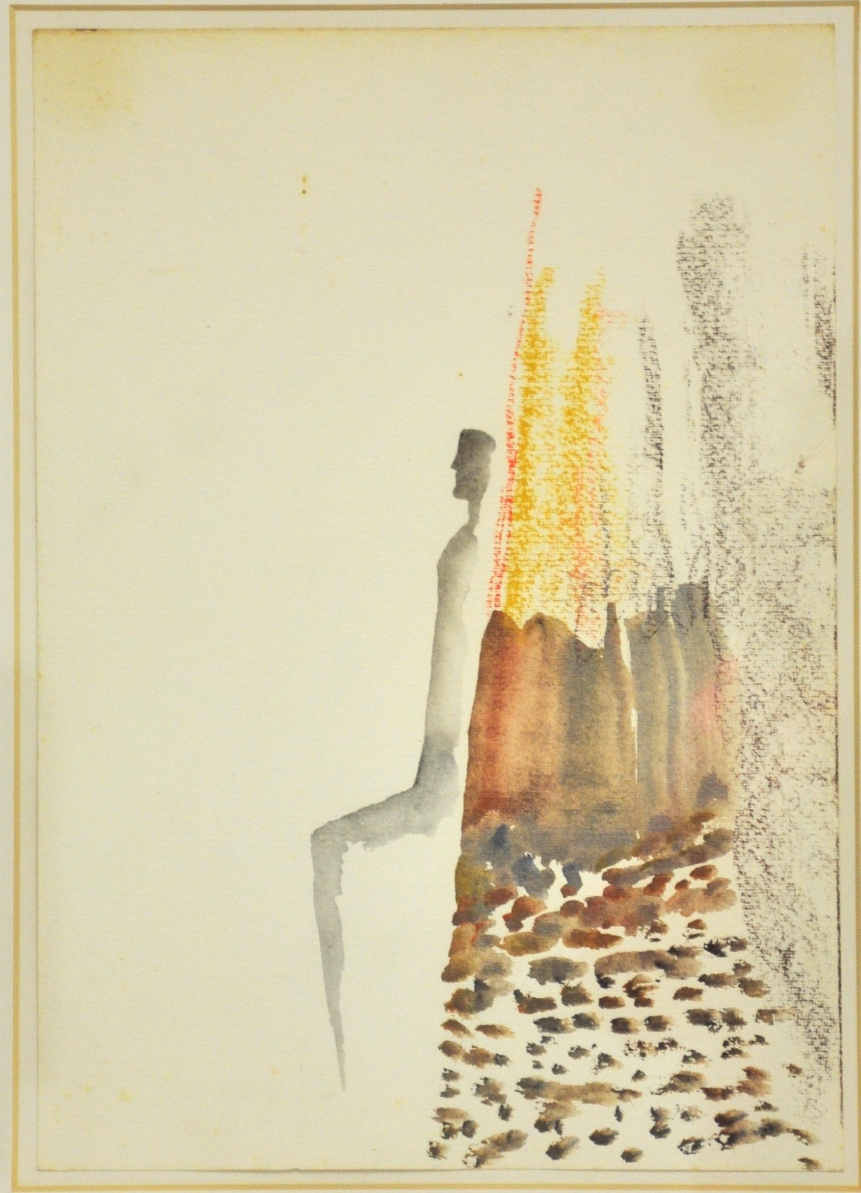 Fausto Melotti Figurative Art - Untitled - Watercolor - 1977