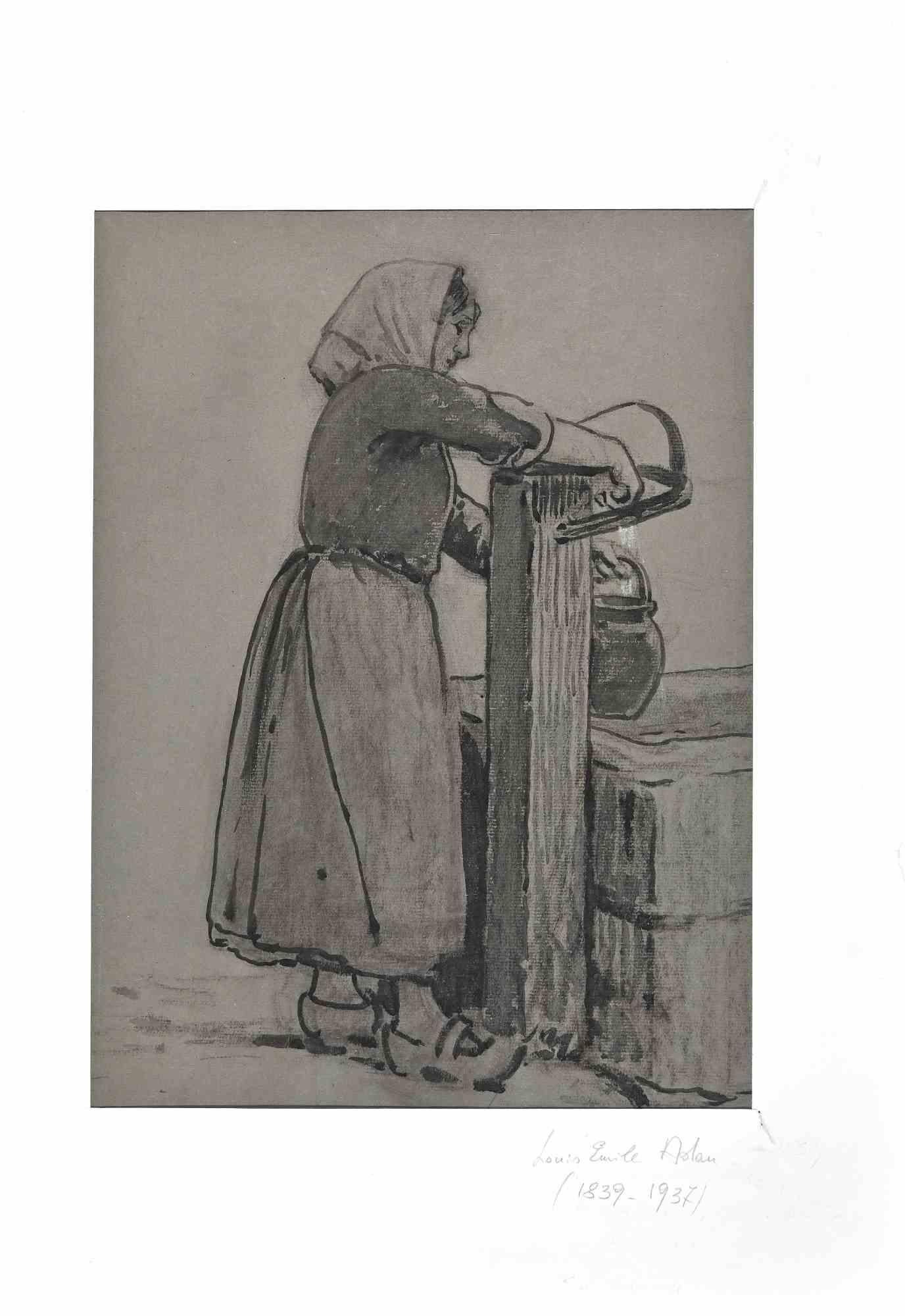 Woman - Original Drawing by L.E. Adan - Early 20th Century - Art by Louis Emile Adan