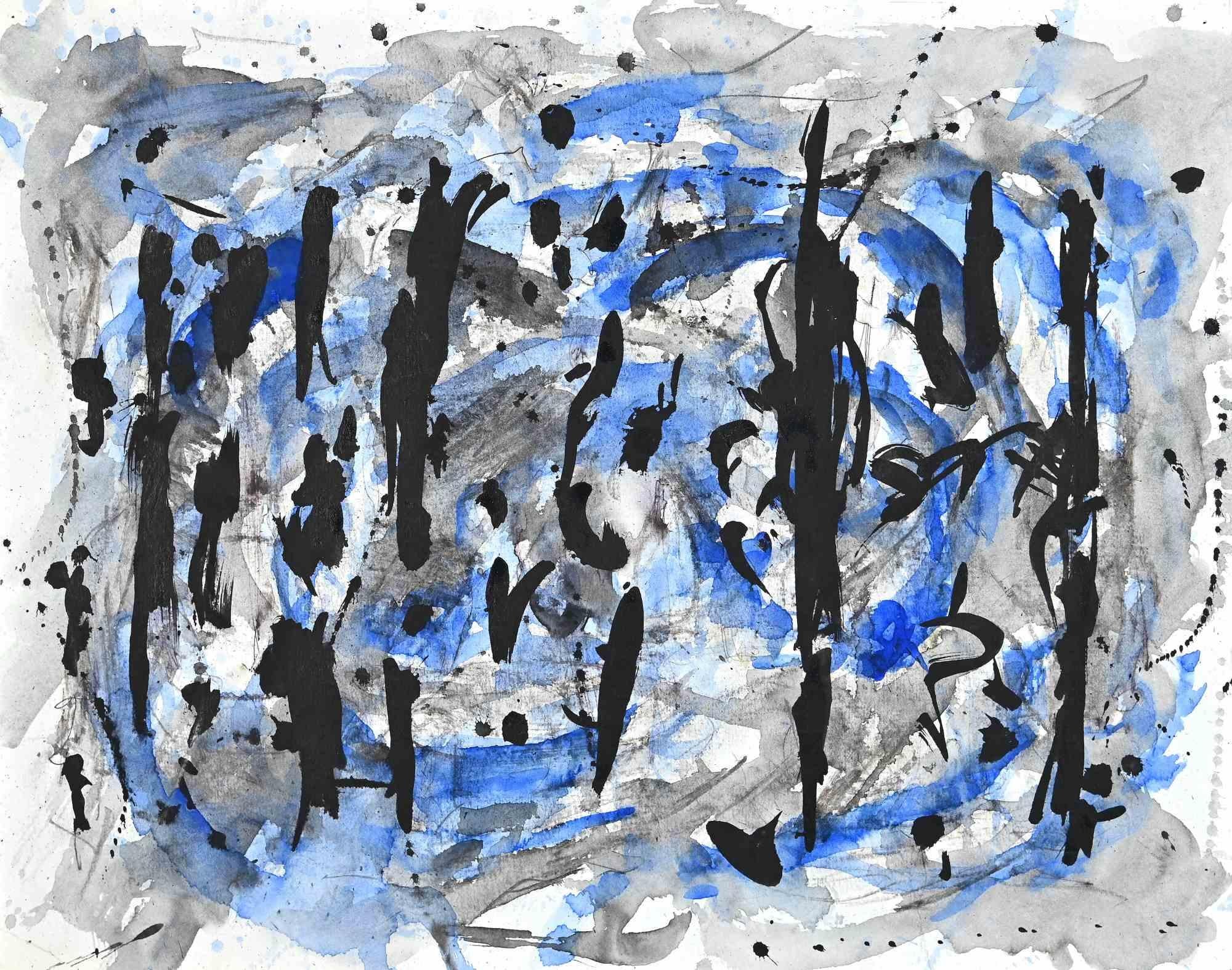 Abstract Composition is an Original drawing in ink and watercolor realized in 1996 Century by Stefano Alberici.

Good conditions.

The artwork is depicted through soft strokes in a well-balanced composition.