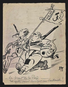 Le Front de la Paix – Originalzeichnung von Edmond Tapissier – 1930er Jahre
