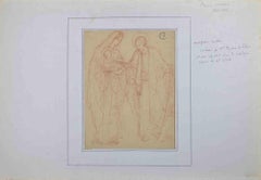 The Holy Family - Pencil Drawing By Maurice Chabas - Early 20th Century