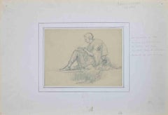 Figure of Man Pencil Drawing By Maurice Chabas - Early 20th Century
