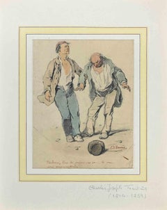 Travelers - Original Drawing by Charles Joseph Traviès - Mid 19th Century