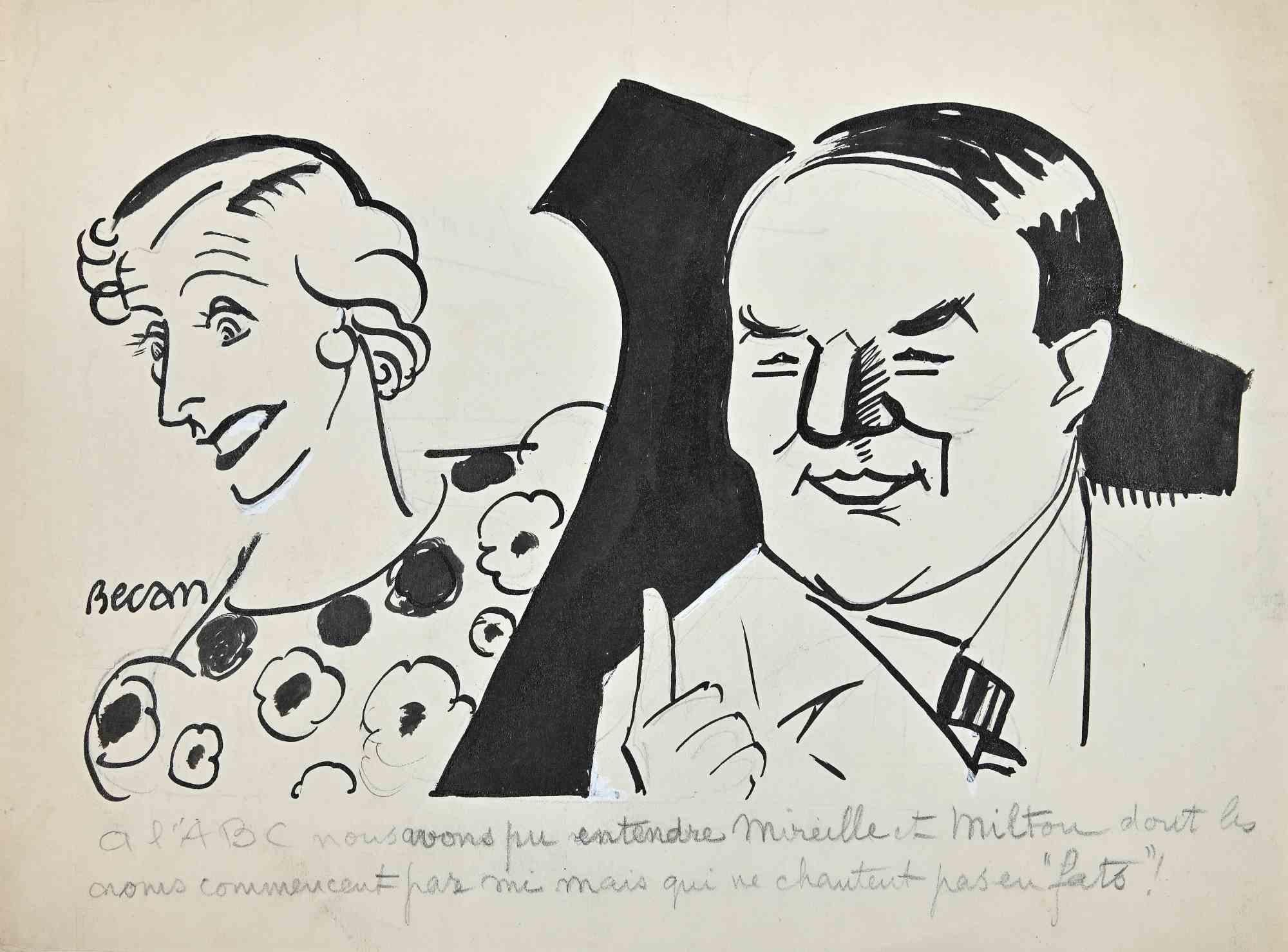 Sketch is an Original Black Marker Drawing realized by Bernard Becan in the Mid-20 Century.

The little artwork is in good condition except for being aged.

The artwork is depicted with soft strokes.