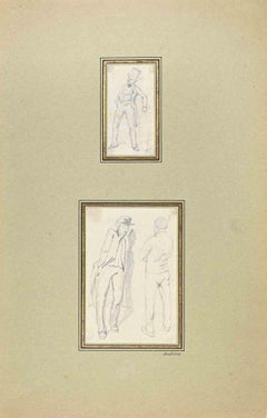 Figures - Original Drawing by Pierre Andrieu - 19th Century