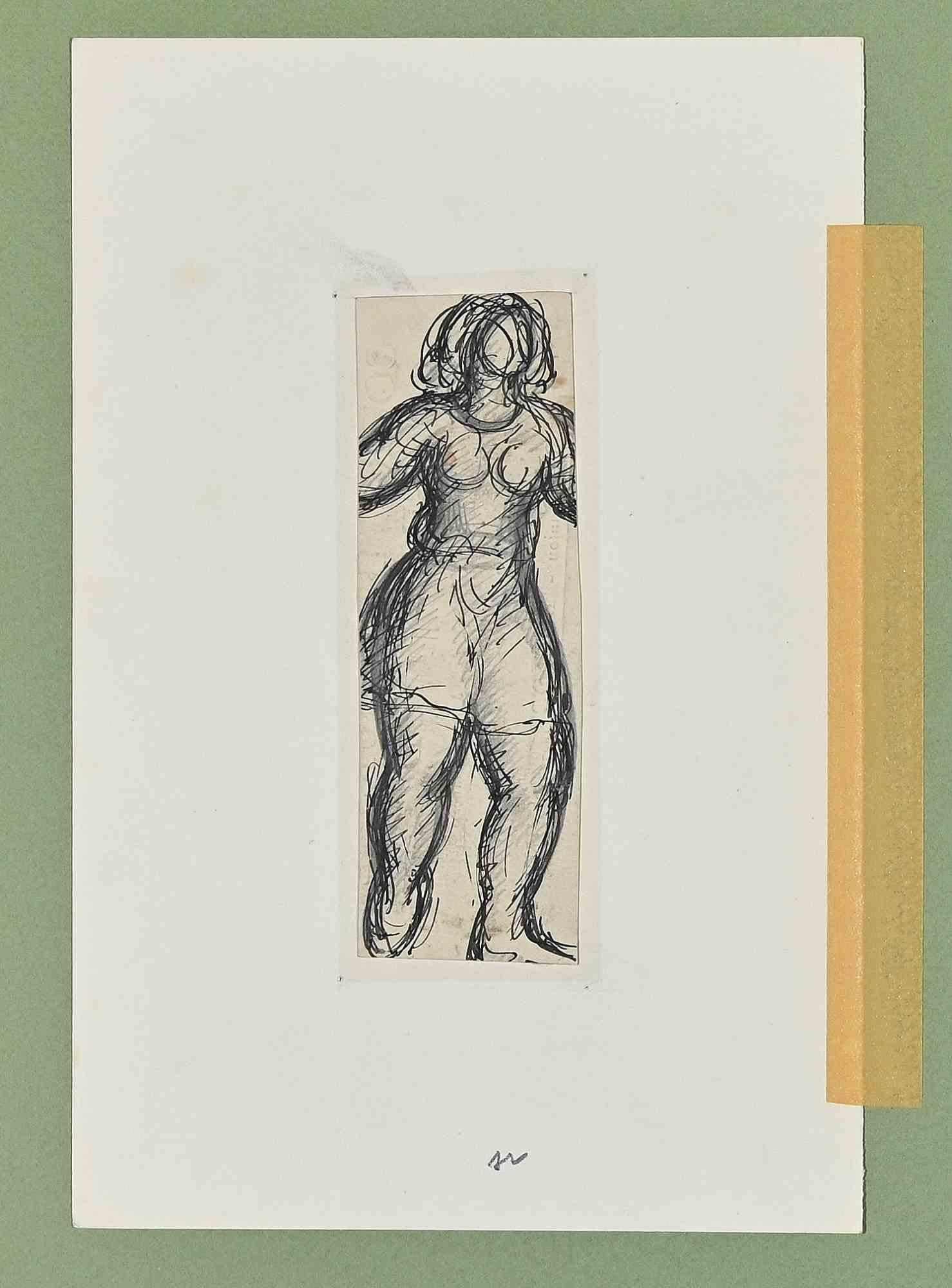 Figure is an Original China Ink and Pencil Drawing realized by Marcel Spranck (1896-1978).

The little artwork is in very good condition, included a green cardboard passpartout (46.5x32 cm).

No signature.