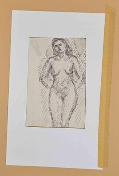Nude of Woman - China Ink and Pencil by Marcel Spranck - Early 20th Century