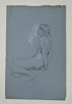 Nude of Woman - Original Drawing by Alexandre Bida - Mid 19th Century