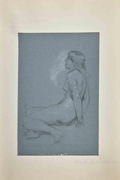 Nude of Woman - Original Drawing by Alexandre Bida - Mid 19th Century