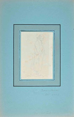 Retrato de Pierre-Jean de Béranger - Dibujo original - Principios del siglo XIX