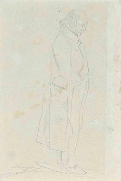 Portrait of Pierre-Jean de Béranger - Original Drawing - Early 19th Century