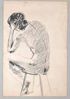 Vintage Seated Woman -  Drawing by Moise Kisling - 1930/40s