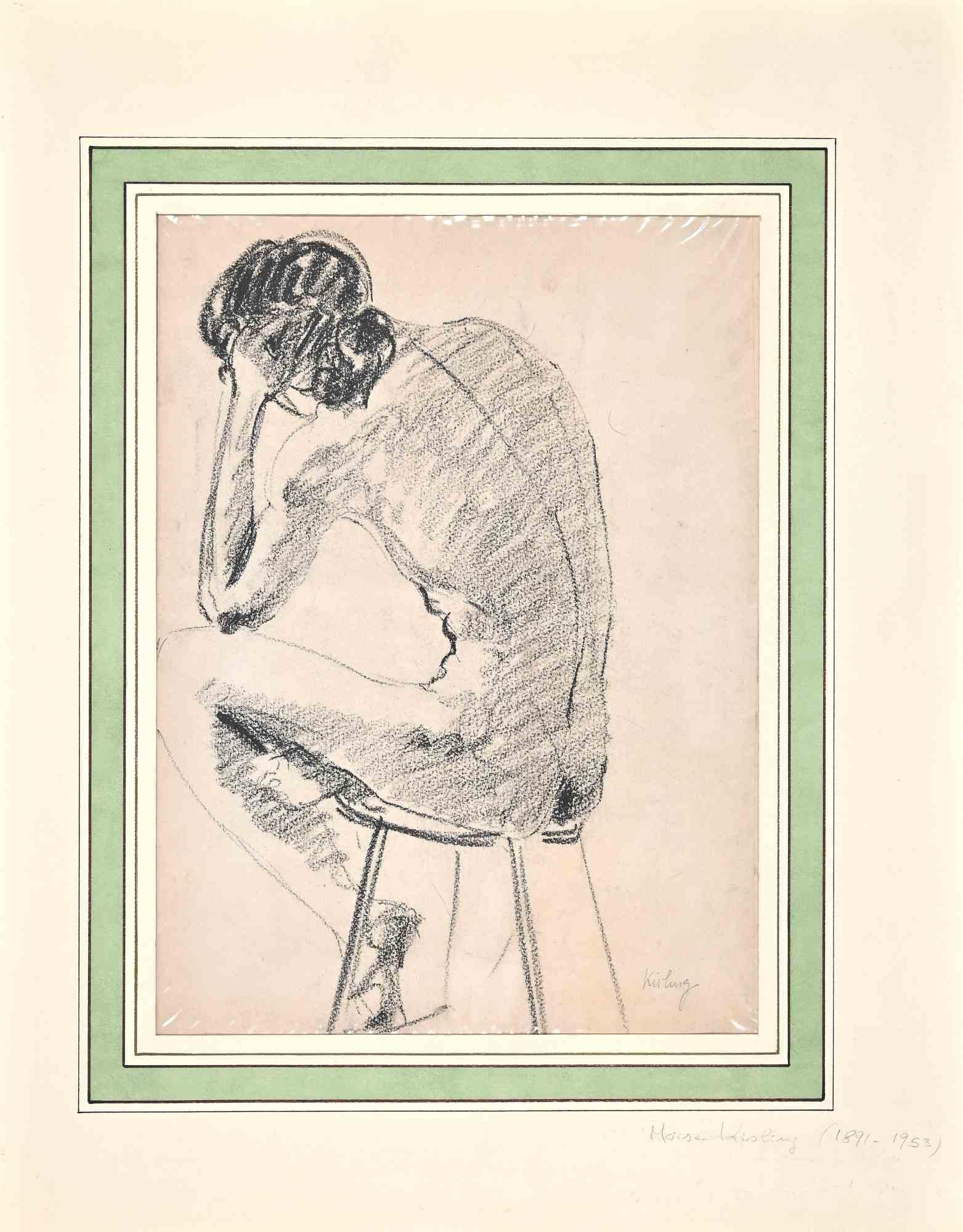 Sitzende Frau –  Zeichnung von Moise Kisling – 1930/40er Jahre im Angebot 1