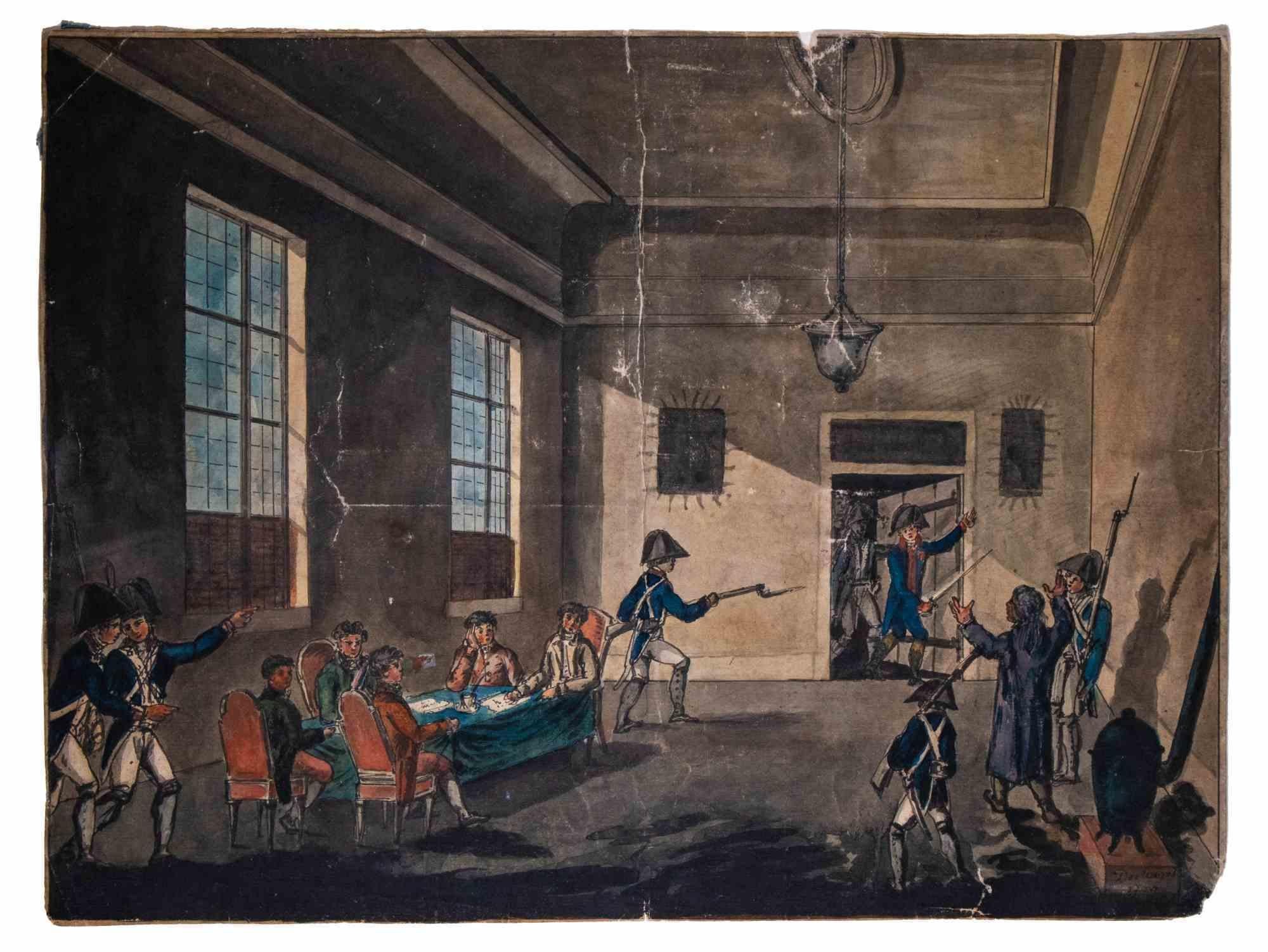 La cattura - Disegno originale di Celestin Deshayes - Metà del XIX secolo