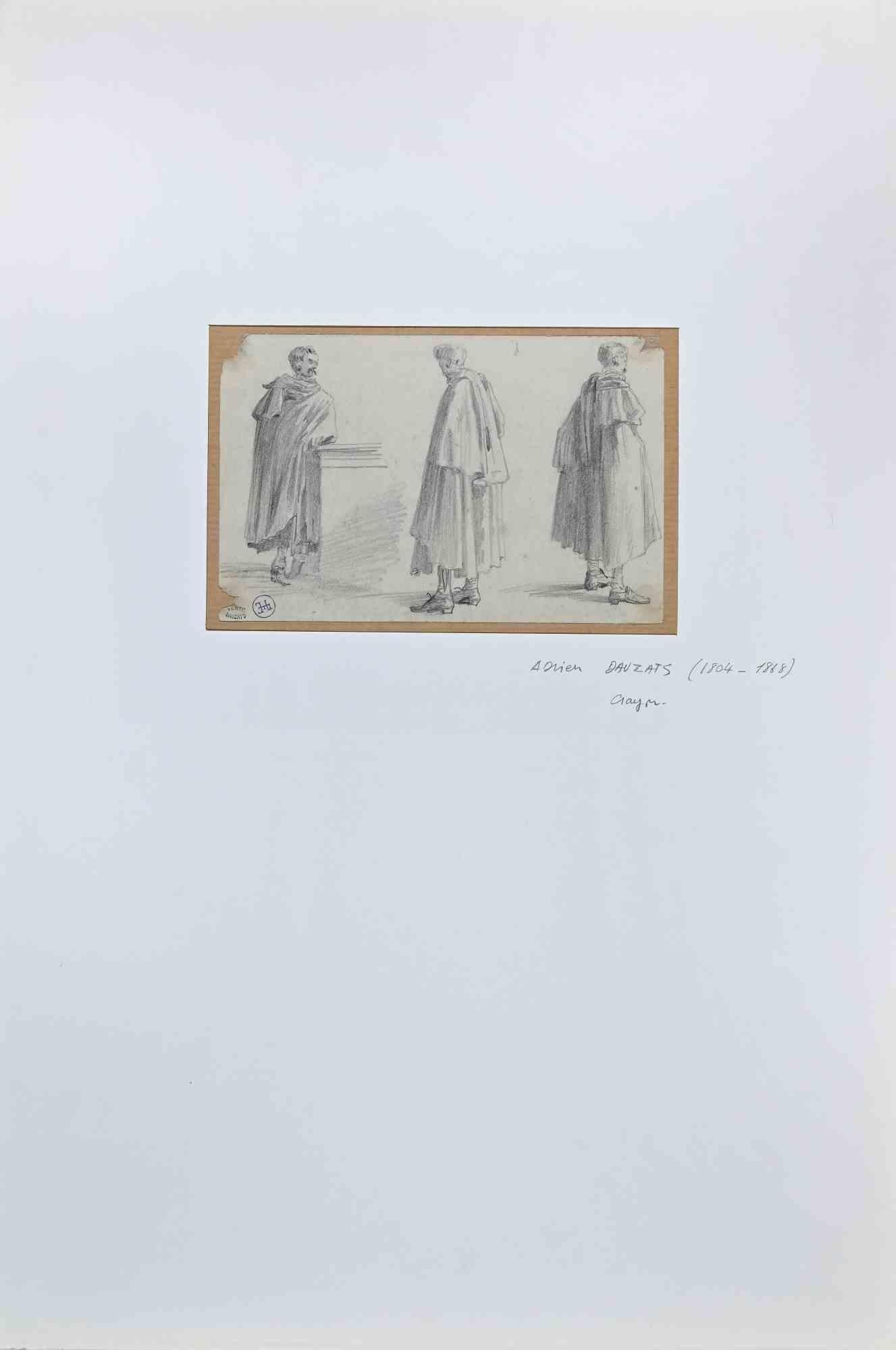 Studies of a Man - Original Drawing by Adrien Dauzats - 19th Century For Sale 1
