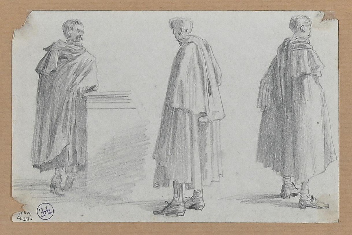 Studies of a Man is an original pencil Drawing realized by Adrien Dauzats ( 1804 -1868) in the 19th century.

Fair conditions, with angles missing.

Black ink stamp at lower left, "Vente / Dauzats".

Monoggrammed stamp.

Adrien Dauzats ( 1804 -1868)
