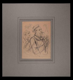 Self-Portrait - Original Drawing by Alfred Grévin - Late 19th Century