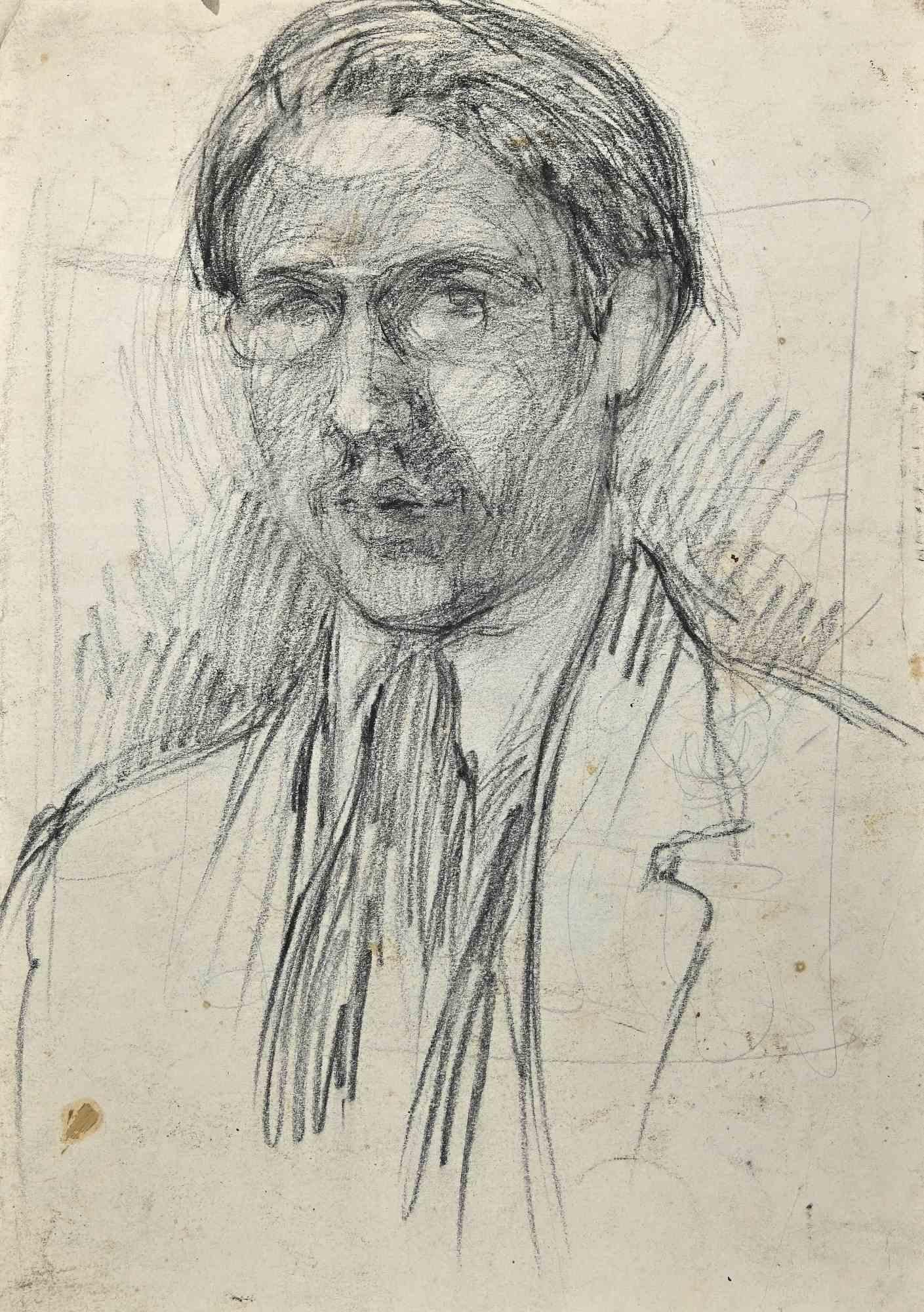 Portrait - Dessin original au crayon - Début du 20ème siècle