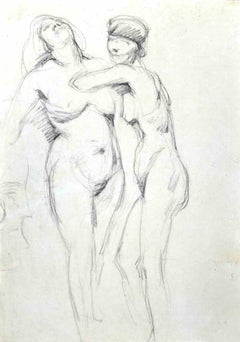 Pair of Nudes - Original Drawing in Pencil - Early 20th Century