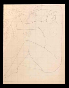Woman Sitting under a Tree - Original Drawing by George-Henri Tribout - 1940