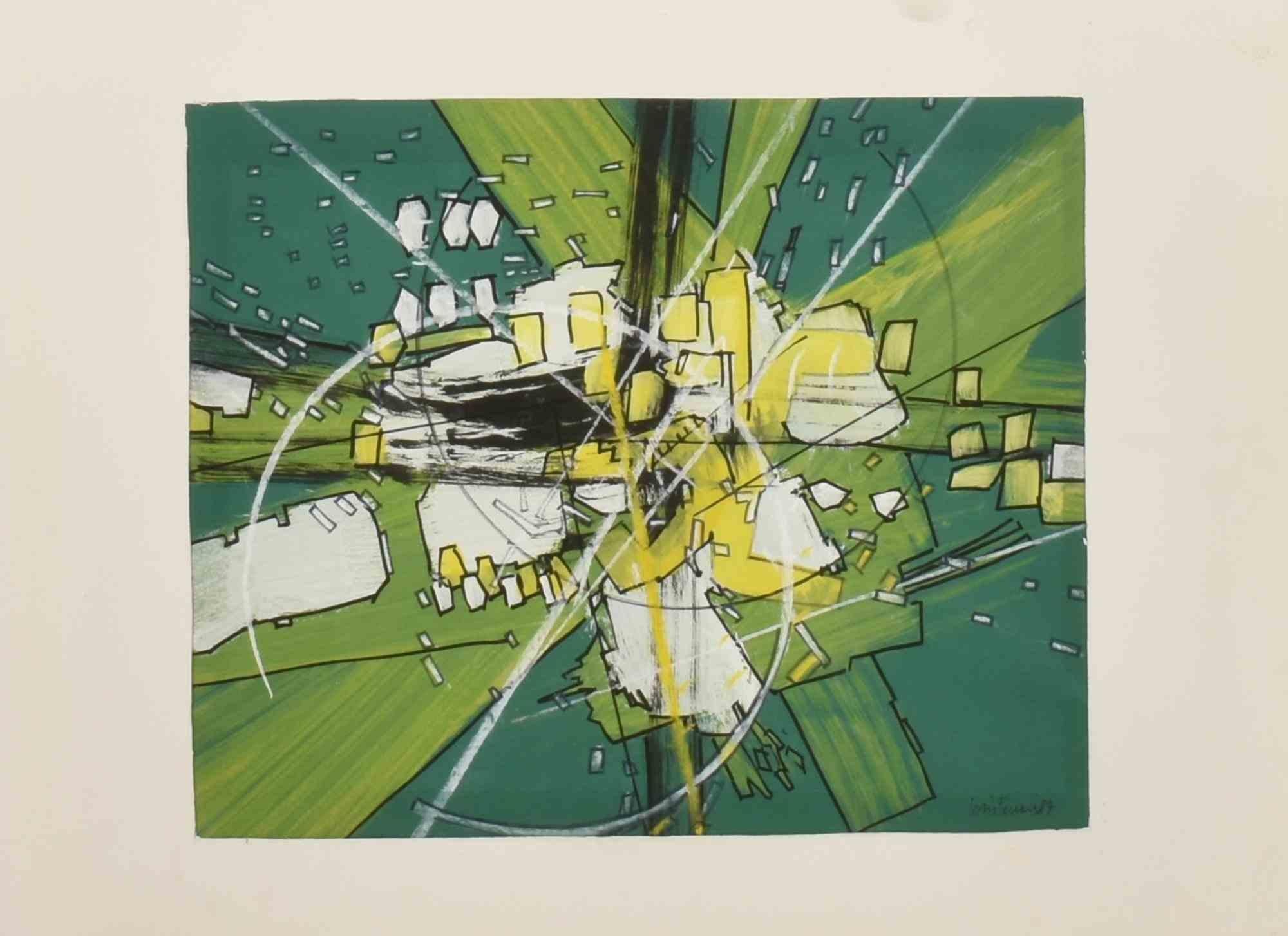 Abstract composition is an original contemporary artwork realized by Loris Ferrari in 1987.

Tempera and chalk on paper.

Hand signed and dated by the artist.