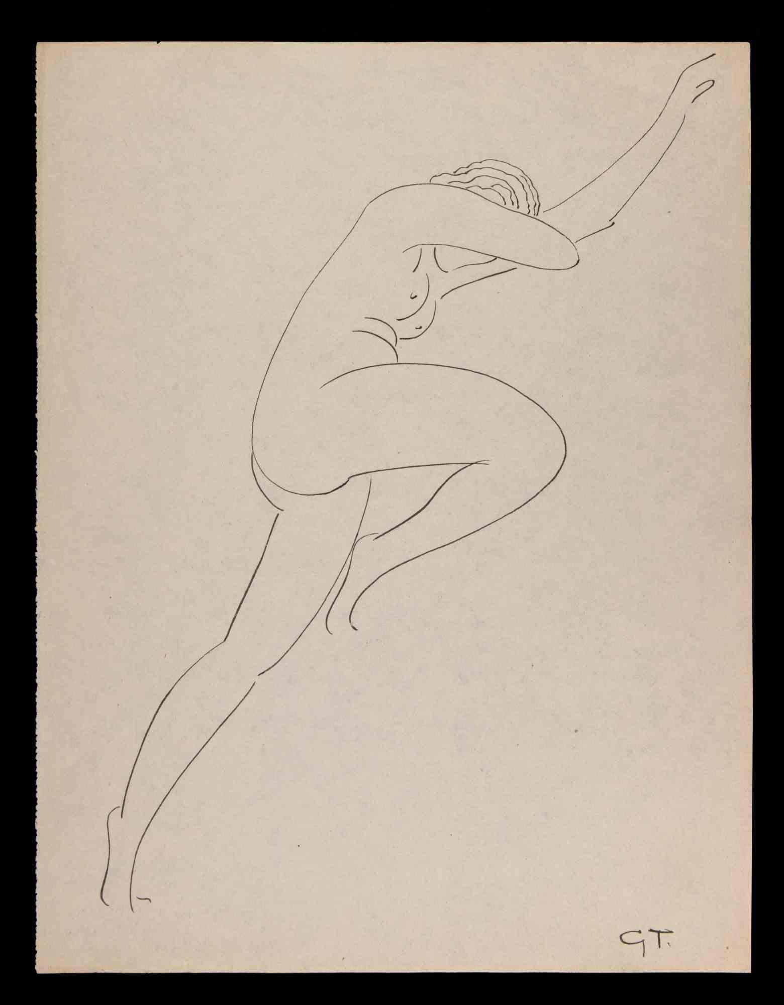 Georges-Henri Tribout Nude - Lying Woman- Original Drawing by George-Henri Tribout - 1940