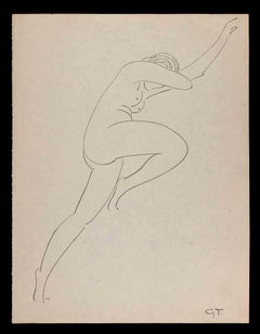 Lying Woman- Original Drawing by George-Henri Tribout - 1940
