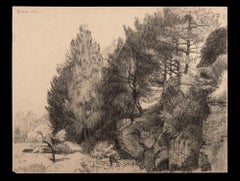 Landscape with Trees - Original Drawing by George-Henri Tribout - 1940