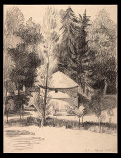 Landscape with Trees - Original Drawing by George-Henri Tribout - 1935