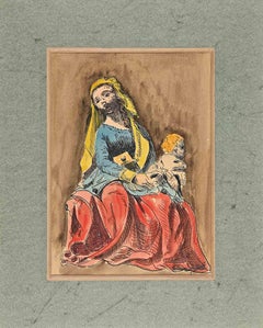 Woman with Child - Original Drawing - Mid 20th Century