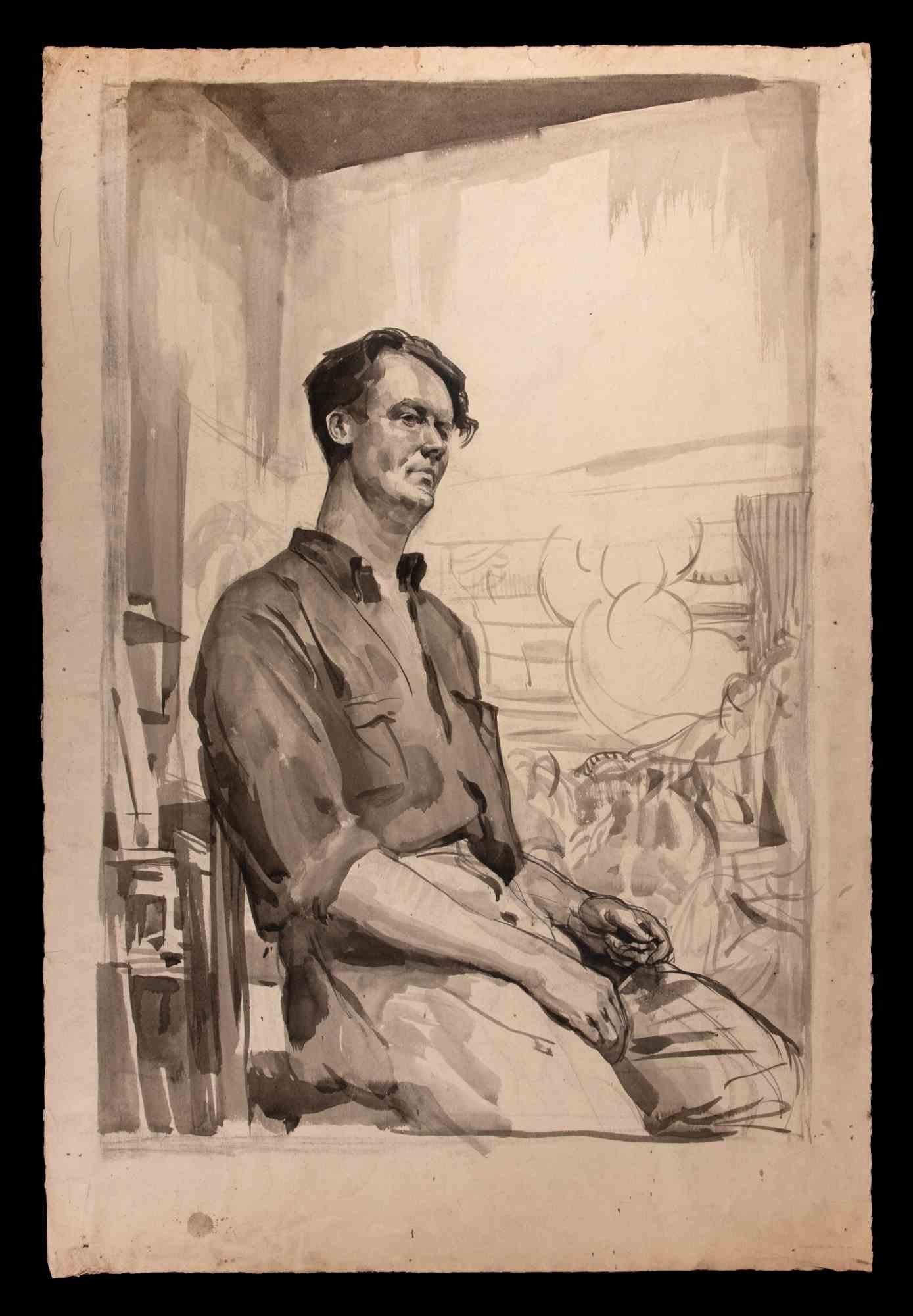 Portrait of Man - Original Drawing - Early 20th Century