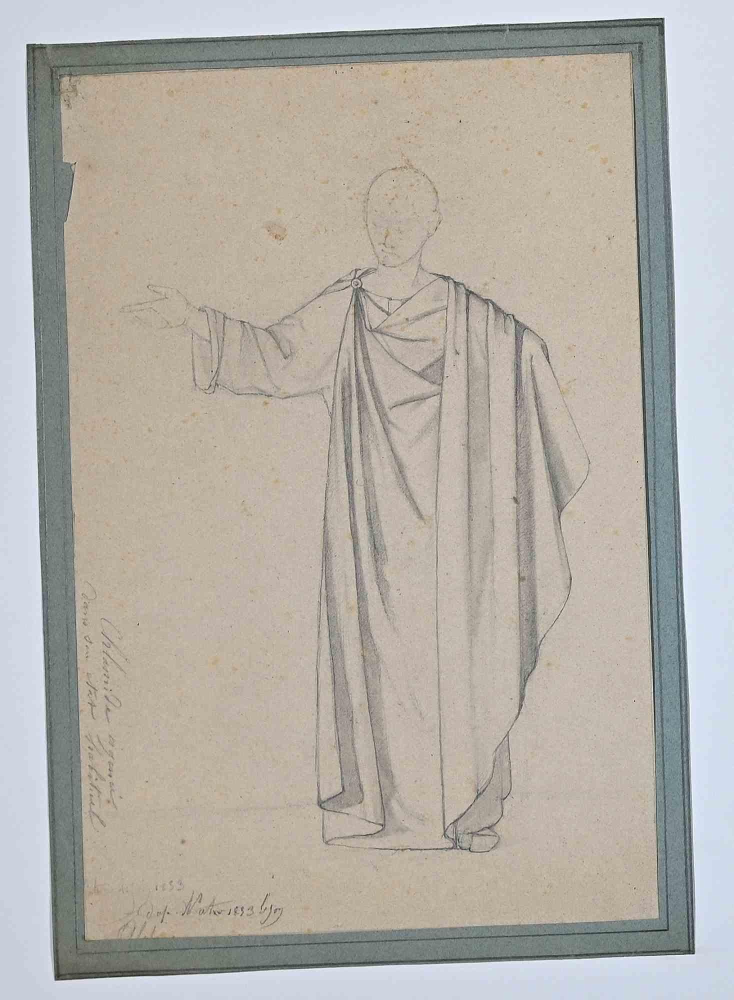 Figurative Art Charles Joseph Traviès - Réveillement - dessin original d'A Abel de Pujol - milieu du 19e siècle