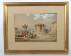 Temple of Vesta - Drawing by Roberto Gigli - 1880s