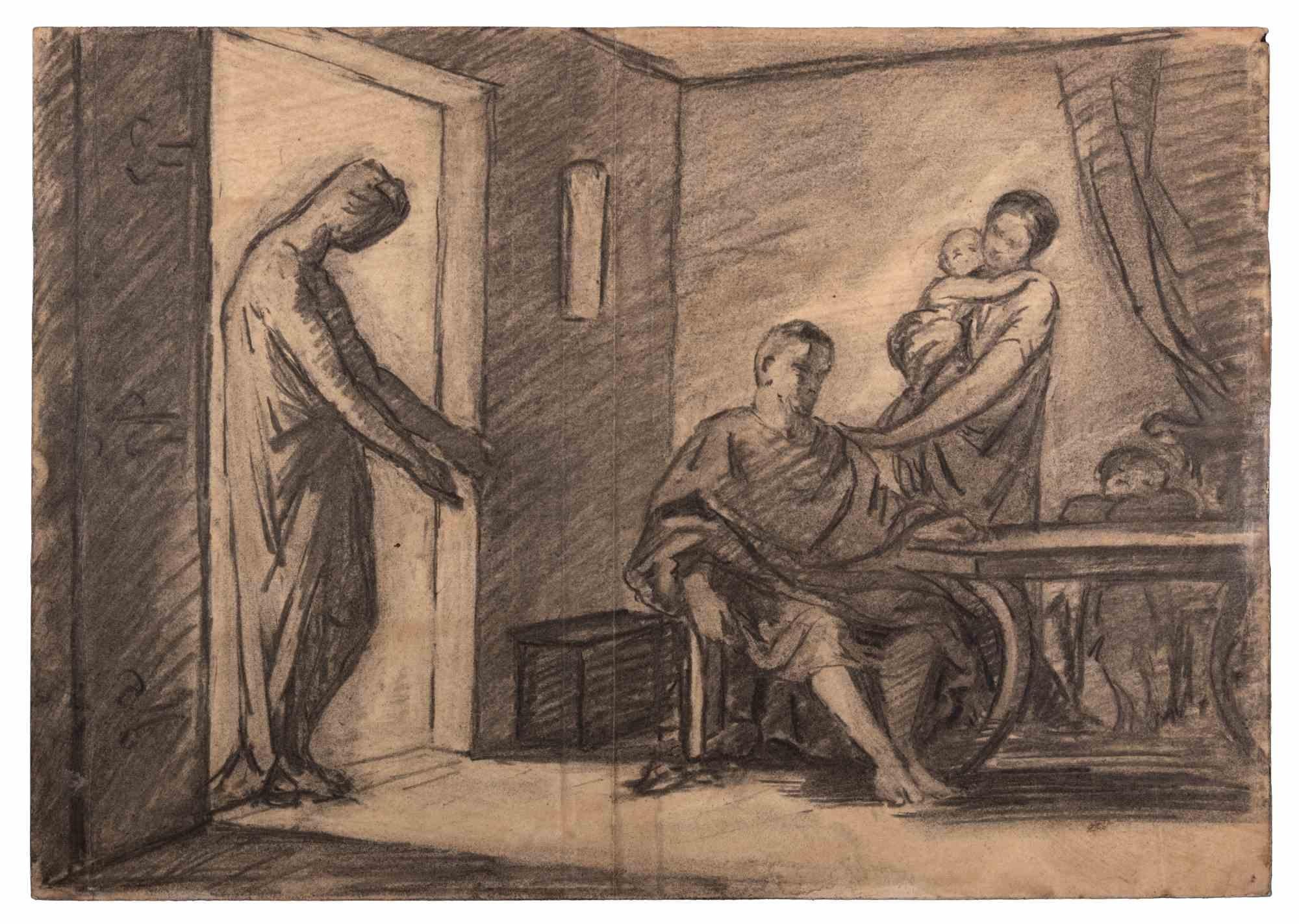 La visita - Disegno originale di Joseph Mezzara - Metà del XIX secolo
