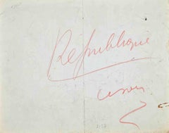 Serving The Chinese Khan - Original Drawing by Bernard Bécan - mid 20th Century