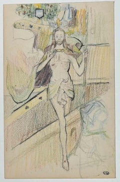 Resurrection - Original Pencil and Pastel by Bernard Bécan - Mid 20th Century