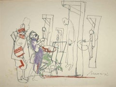 The Execution - Original Drawing by Mino Maccari - Mid-20th Century