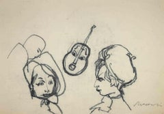 I volti - Disegno di Mino Maccari - Metà del XX secolo