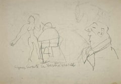 The Faces - Drawing by Mino Maccari - Mid-20th Century