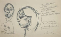 The Profile  - Original Drawing by Mino Maccari - Mid-20th Century
